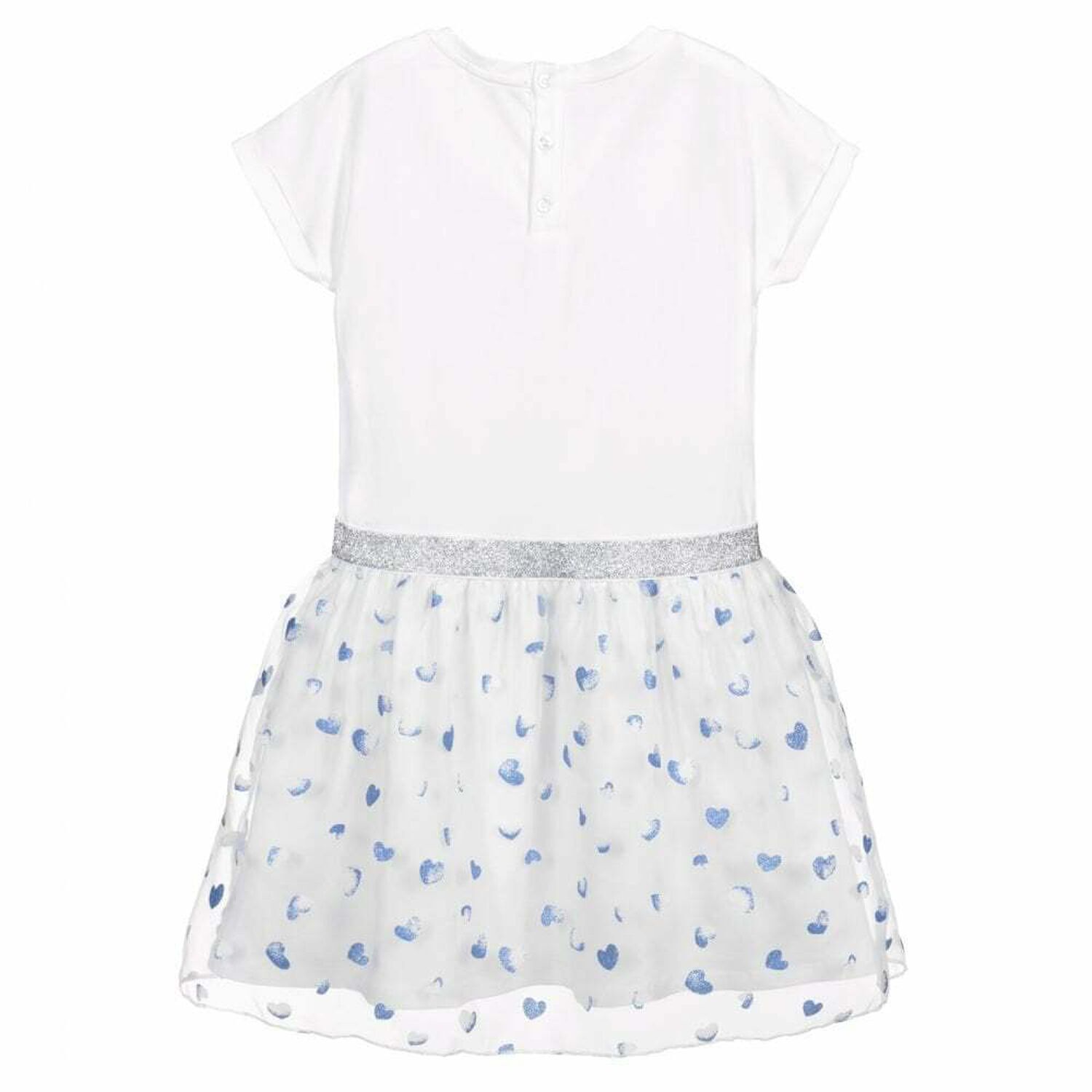 Girls White & Blue Logo Dress, 1, hi-res