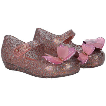 Younger Girls Pink Butterfly Jelly Shoes