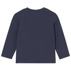Younger Boys Navy Blue Logo Long Sleeve Top, 4, hi-res
