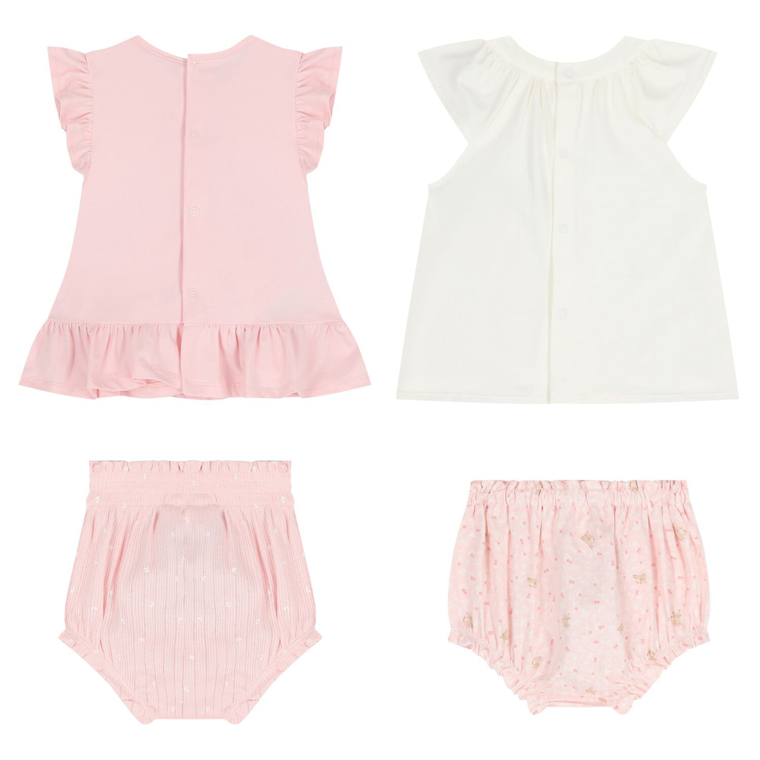 Baby Girls Ivory & Pink Floral Shorts Set ( 2-Pack ), 2, hi-res