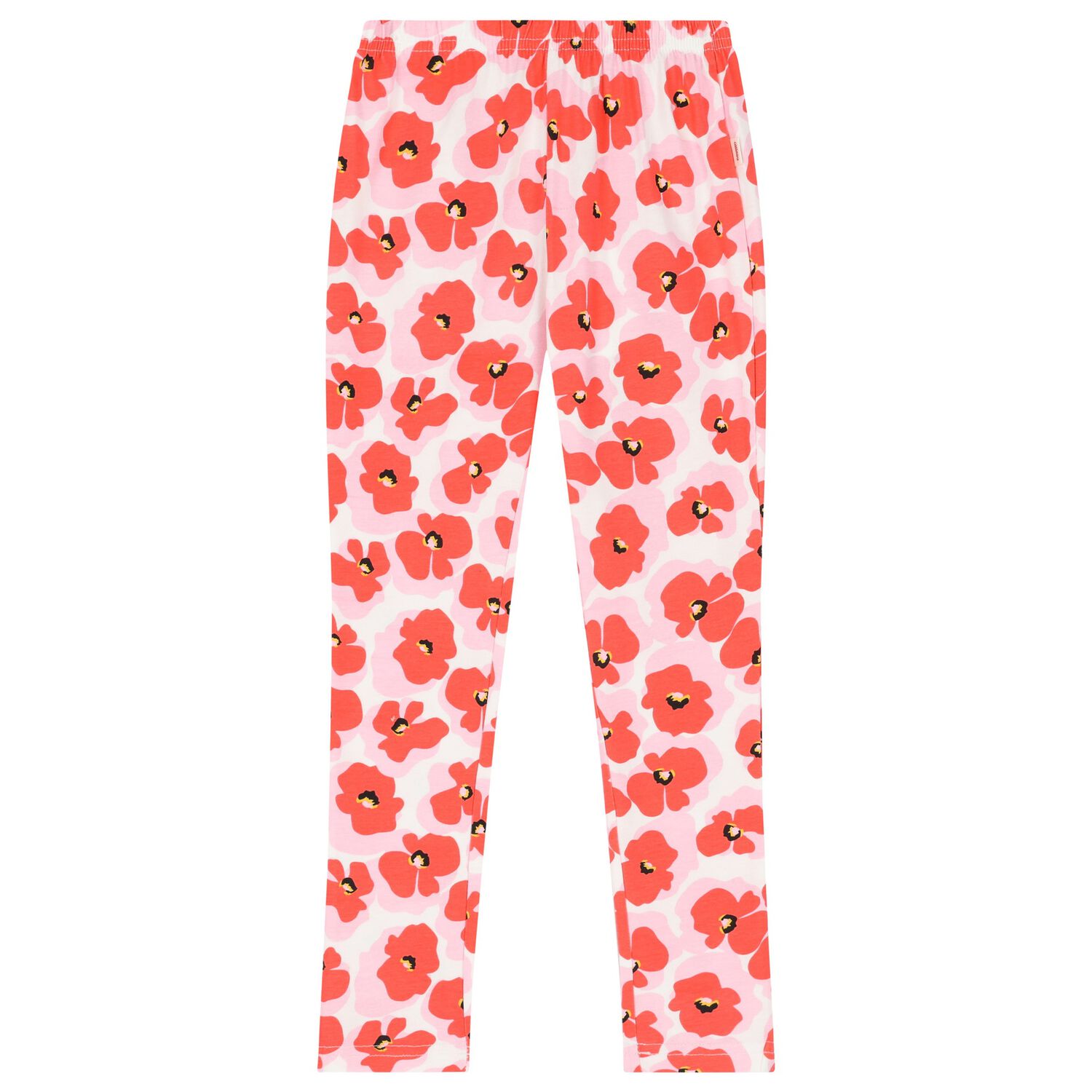 Girls Red & Pink Floral Leggings, 1, hi-res image number null