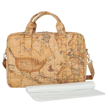 Beige Geo Map Baby Changing Bag