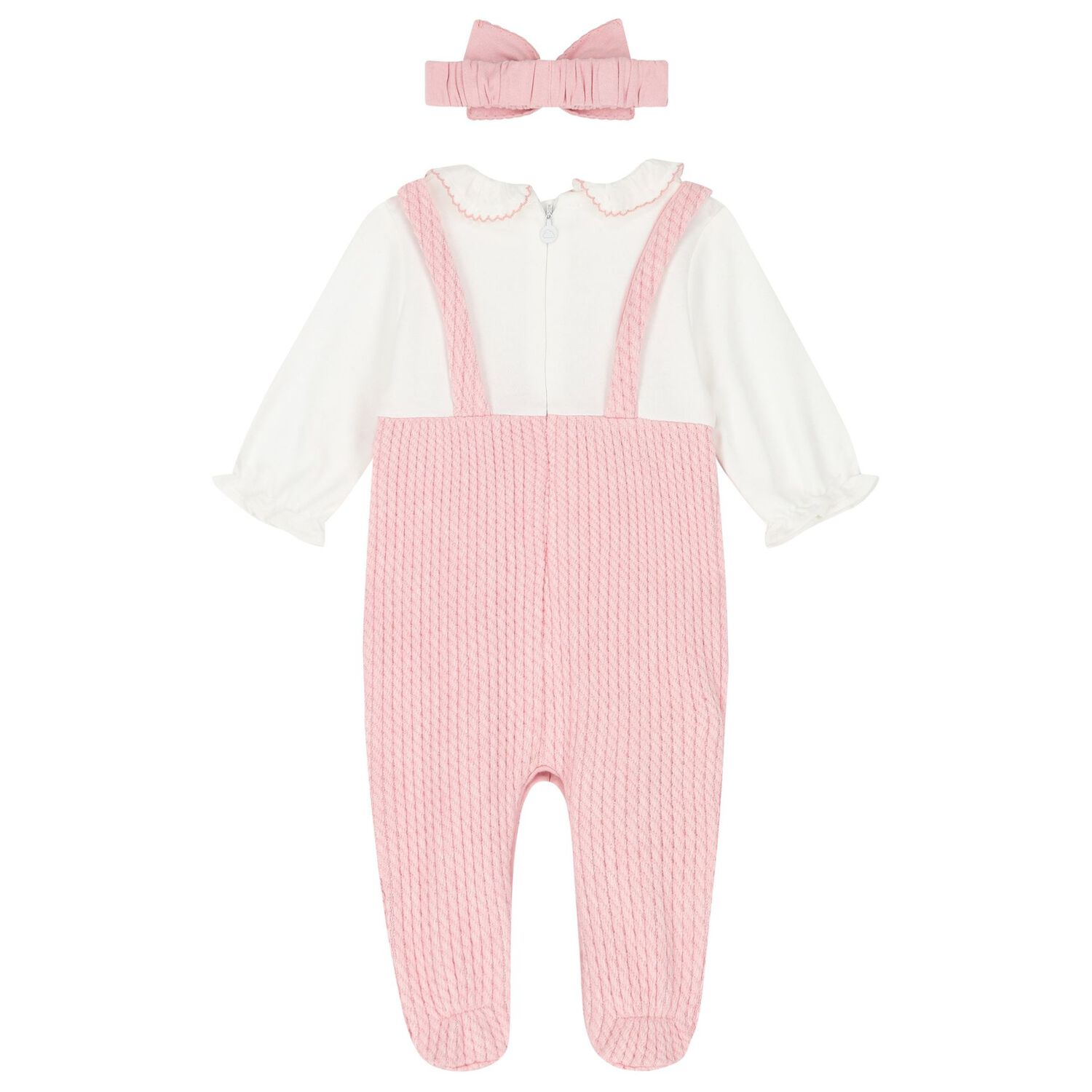 Baby Girls White & Pink Logo Babygrow Set, 1, hi-res