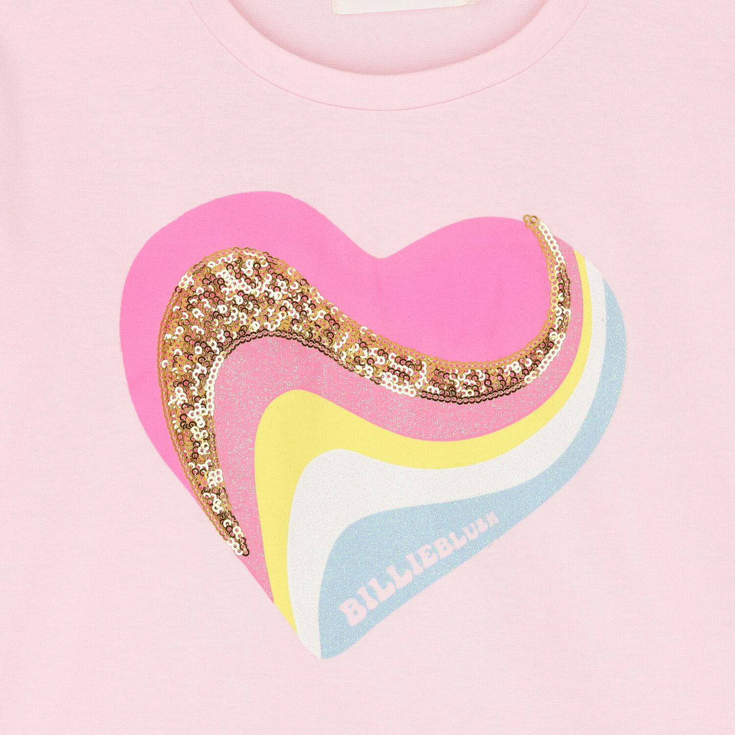 Girls Pink Embellished Heart T-Shirt, 1, hi-res