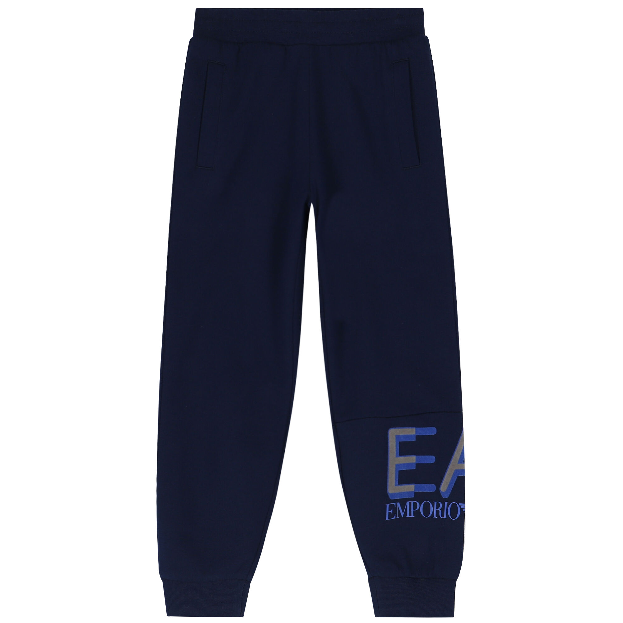 EA7 Emporio Armani Boys Navy Blue Logo Joggers Junior Couture UAE