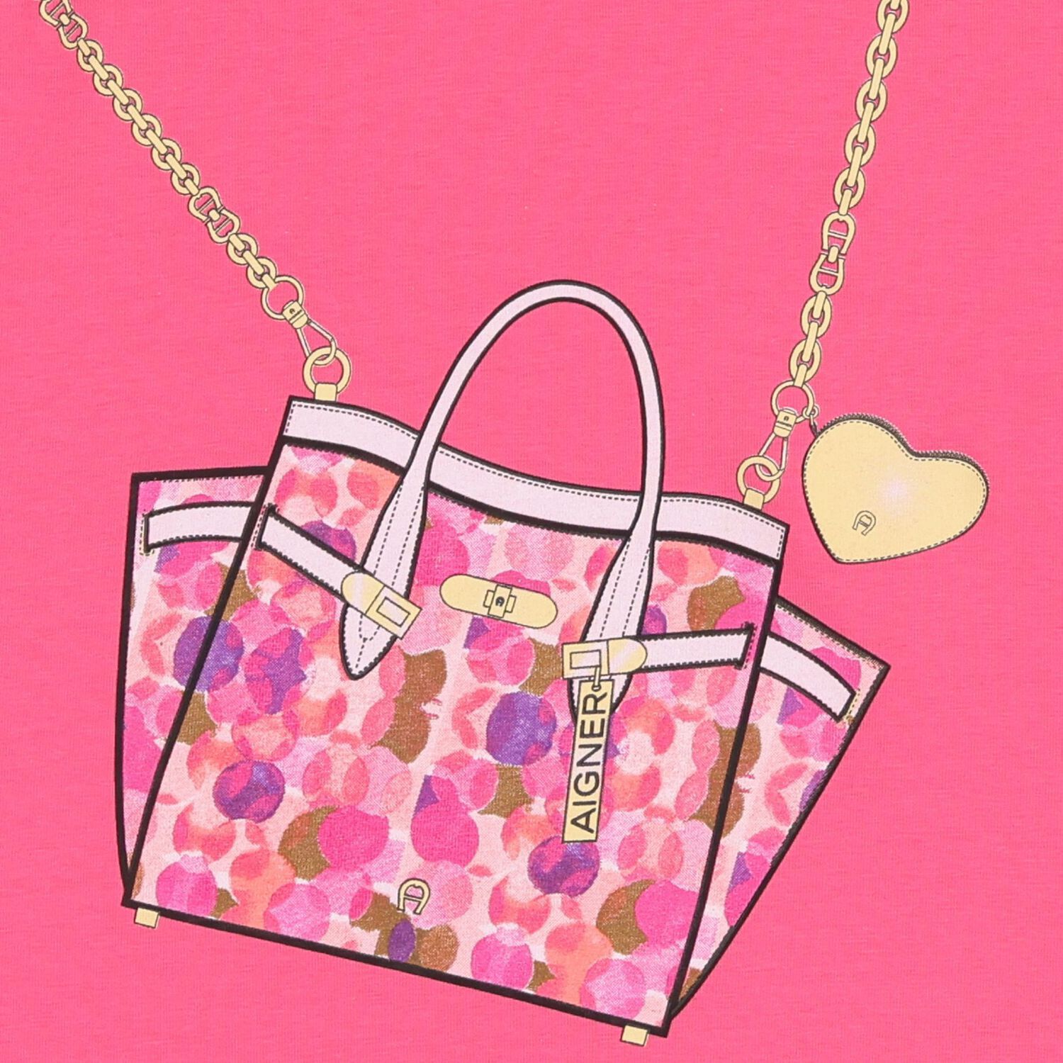 فستان بنات بطبعة حقيبة باللون الوردي, 4, hi-res