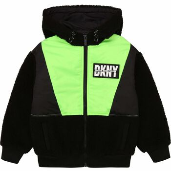 Boys Black Logo Zip Up Hooded Jacket