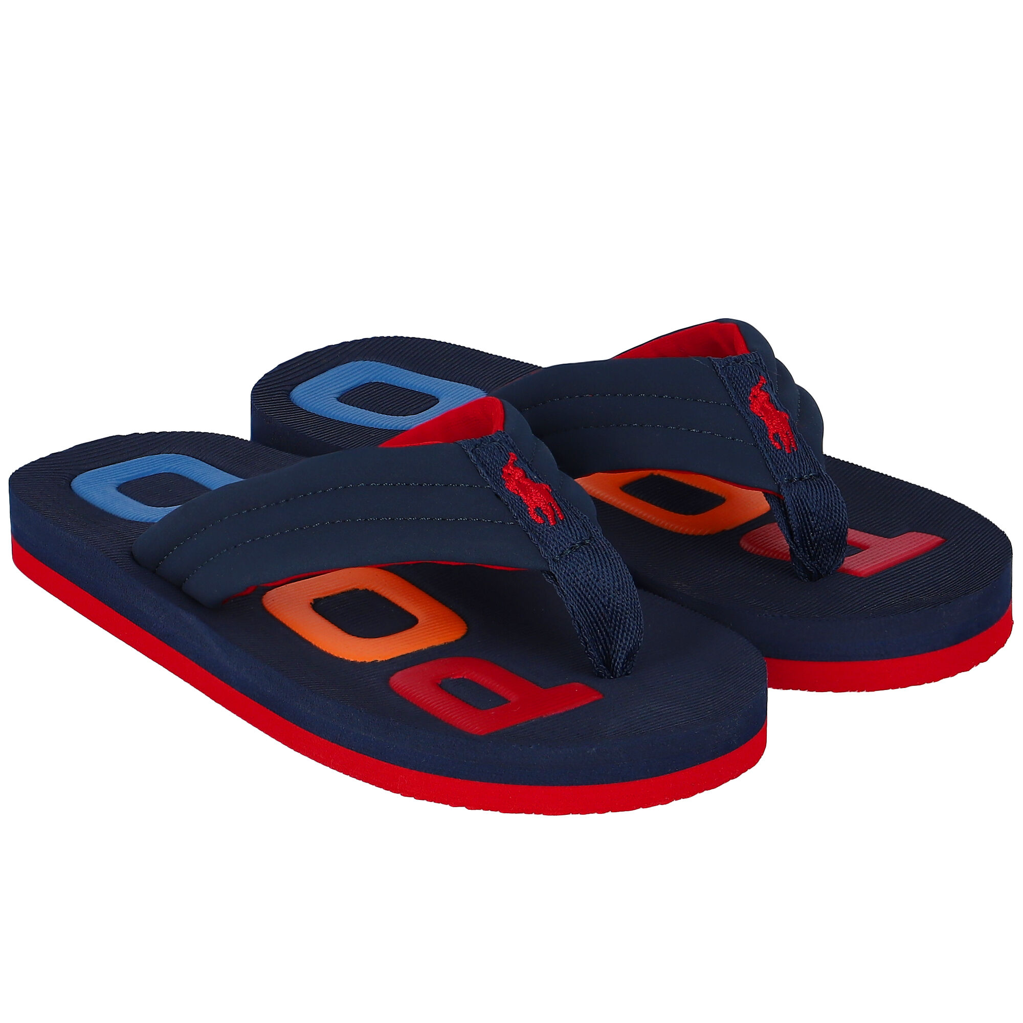 Ralph Lauren Boys Navy Blue Logo Flip Flops Junior Couture UAE