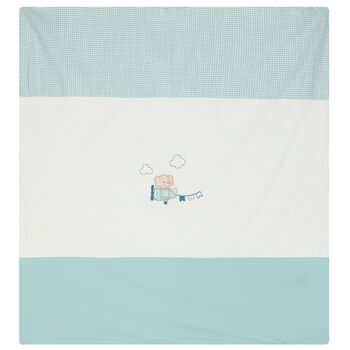 Baby Boys White & Aqua Blanket