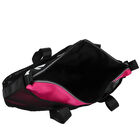 حقيبة كتف بالشعار باللون الاسود والزهرى للبنات, 1, hi-res