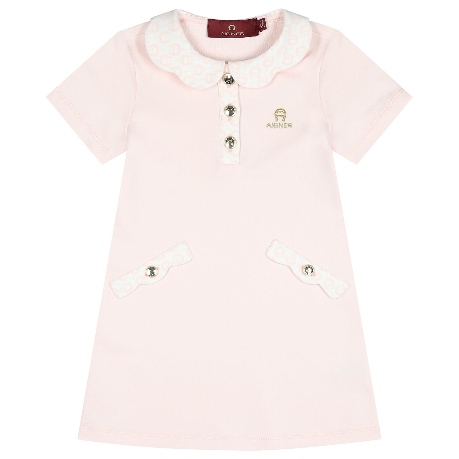 Younger Girls Pink Logo Dress, 1, hi-res