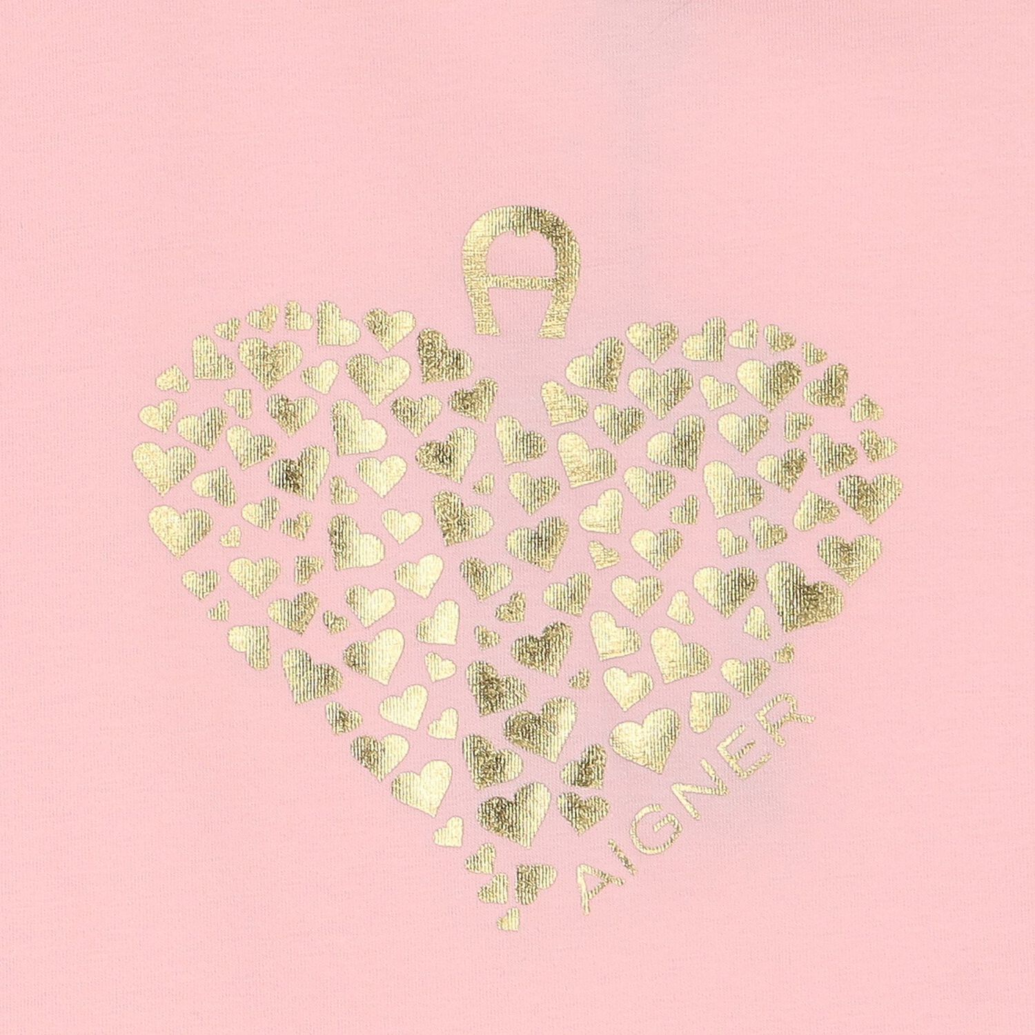 تيشيرت بنات بالشعار باللون الوردي والذهبي, 2, hi-res