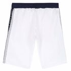 Boys White Logo Jersey Shorts, 1, hi-res