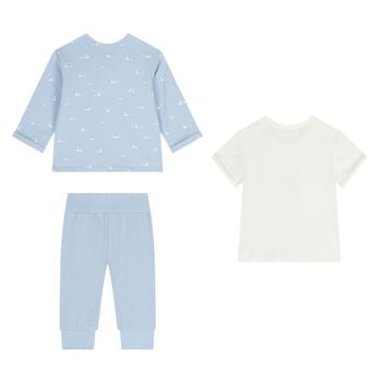 Baby Boys White & Blue Tracksuit Set ( 3 Piece )