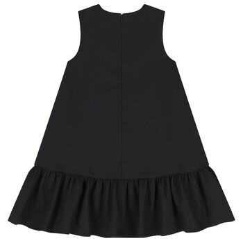 Girls Black Flower Satin Dress
