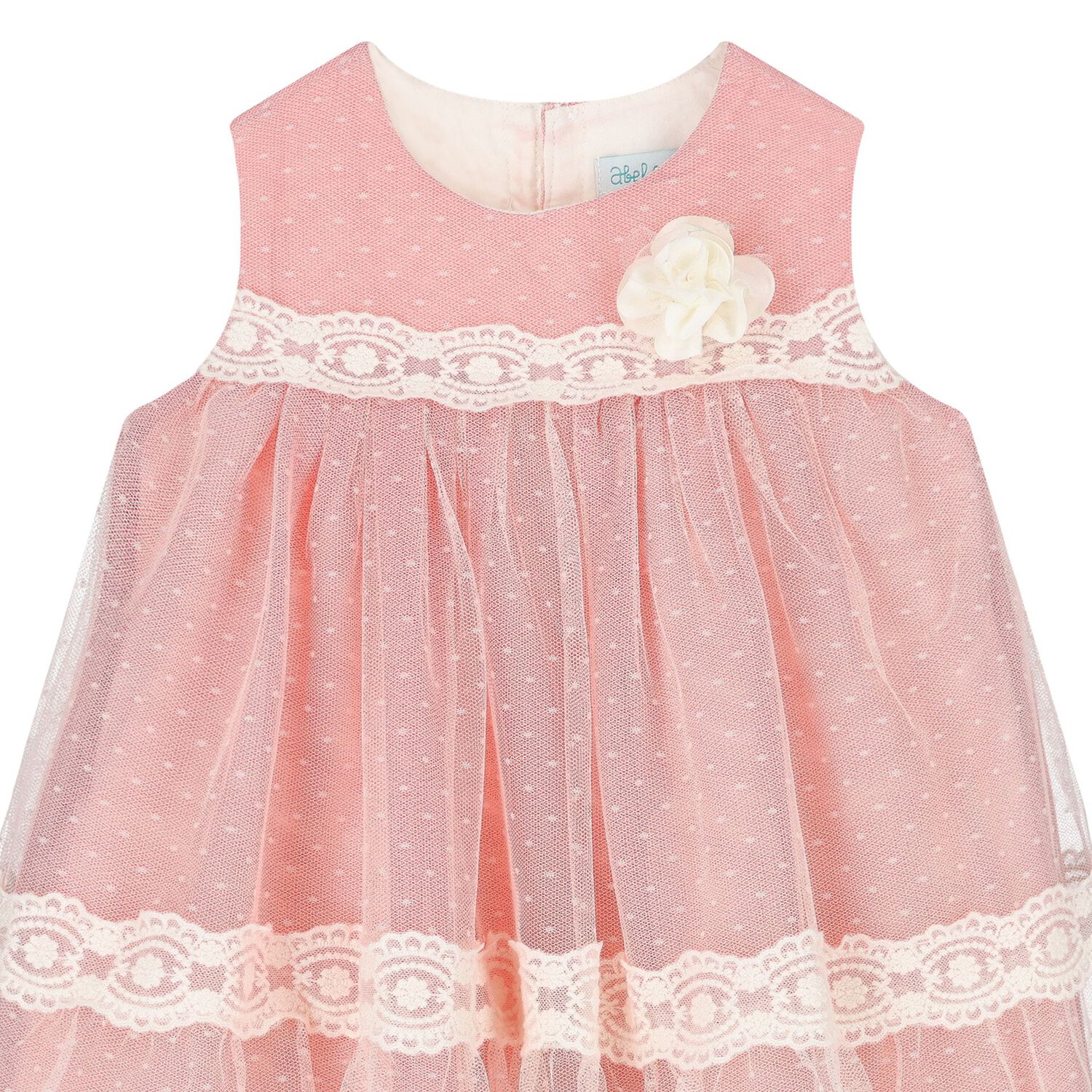 Younger Girls Ivory & Red Tulle Dress, 1, hi-res image number null