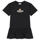 فستان بناتي أسود بشعار دب تيدي, 7, hi-res