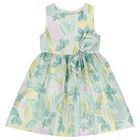 Girls Green Floral Dress, 2, hi-res