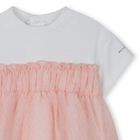 Younger Girls White & Pink Logo Dress, 2, hi-res