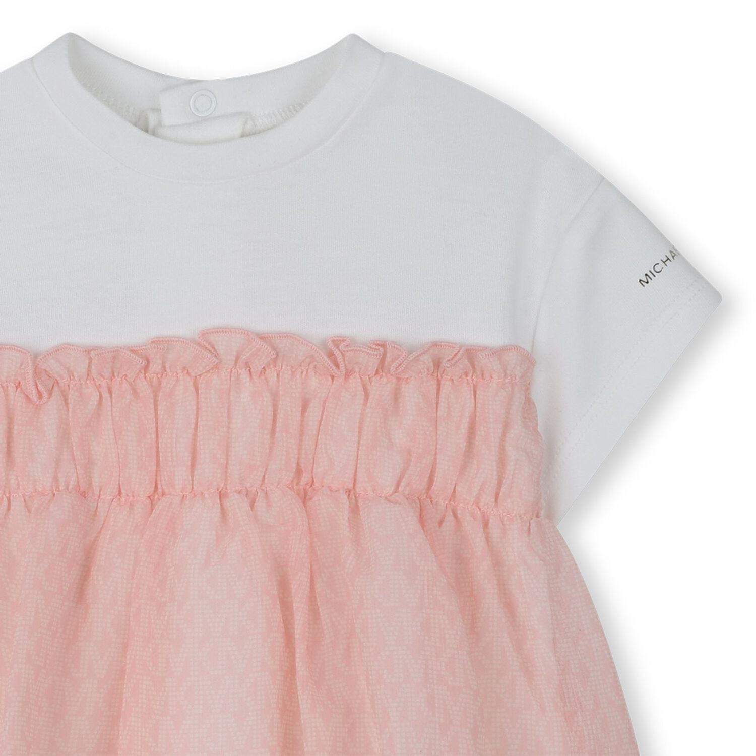 Younger Girls White & Pink Logo Dress, 2, hi-res