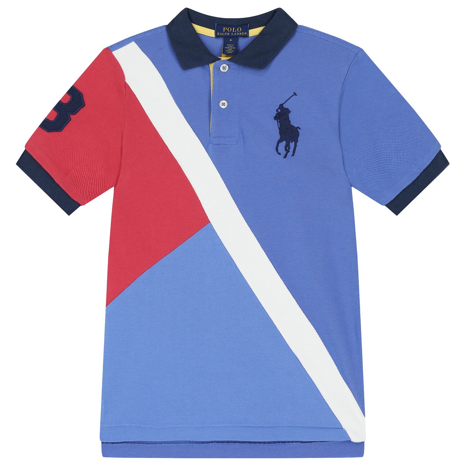 Boys Blue & Red Piqué Big Pony Polo Shirt, 1, hi-res image number null