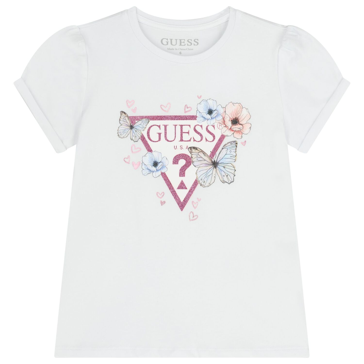 Girls White & Blue Floral Skirt Set, 1, hi-res