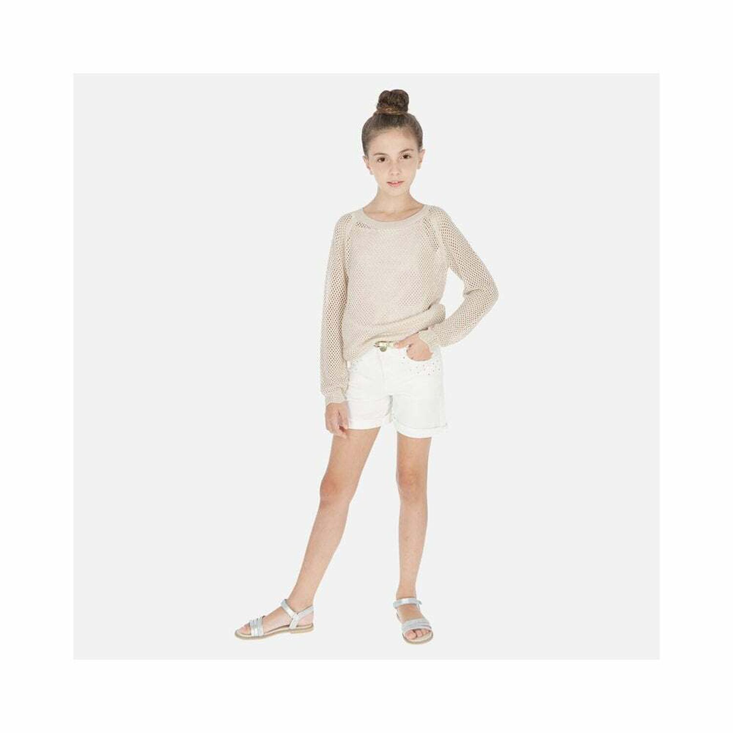 Girls Ivory Embellished Shorts, 1, hi-res image number null