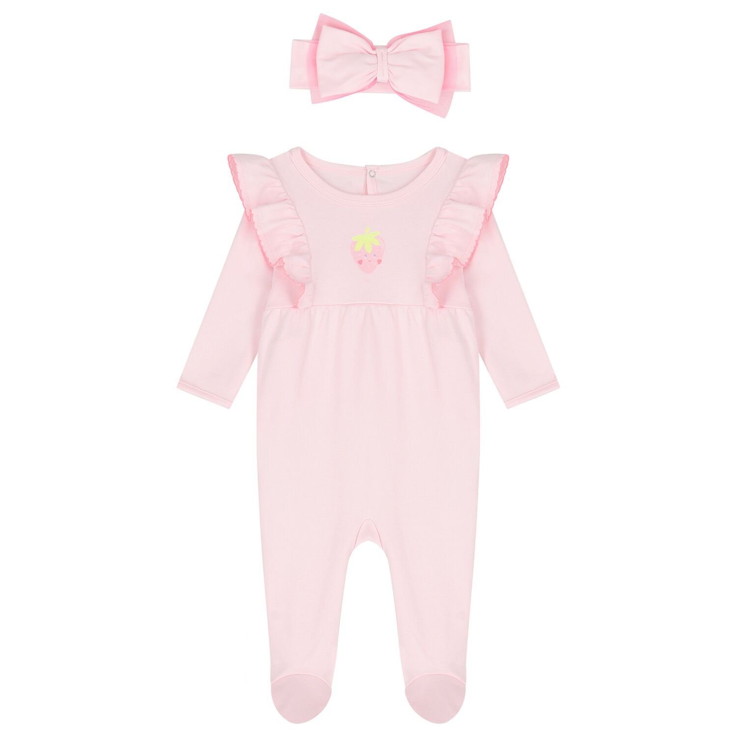 Baby Girls Pink Strawberry Babygrow Gift Set, 1, hi-res