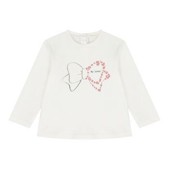 Baby Girls Ivory Bow Long Sleeve Top
