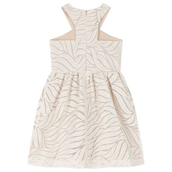 فستان جاكار أورجانزا للبنات باللون البيج