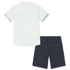 Boys White & Navy Shorts Set, 1, hi-res