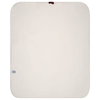 White & Beige Teddy Bear Logo Baby Blanket
