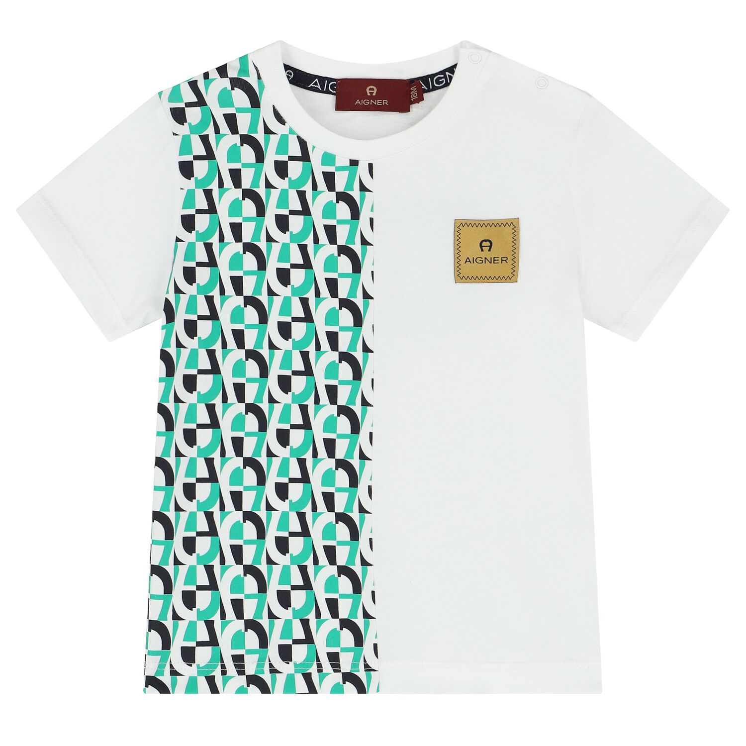 Younger Boys Green & White Logo T-Shirt, 2, hi-res