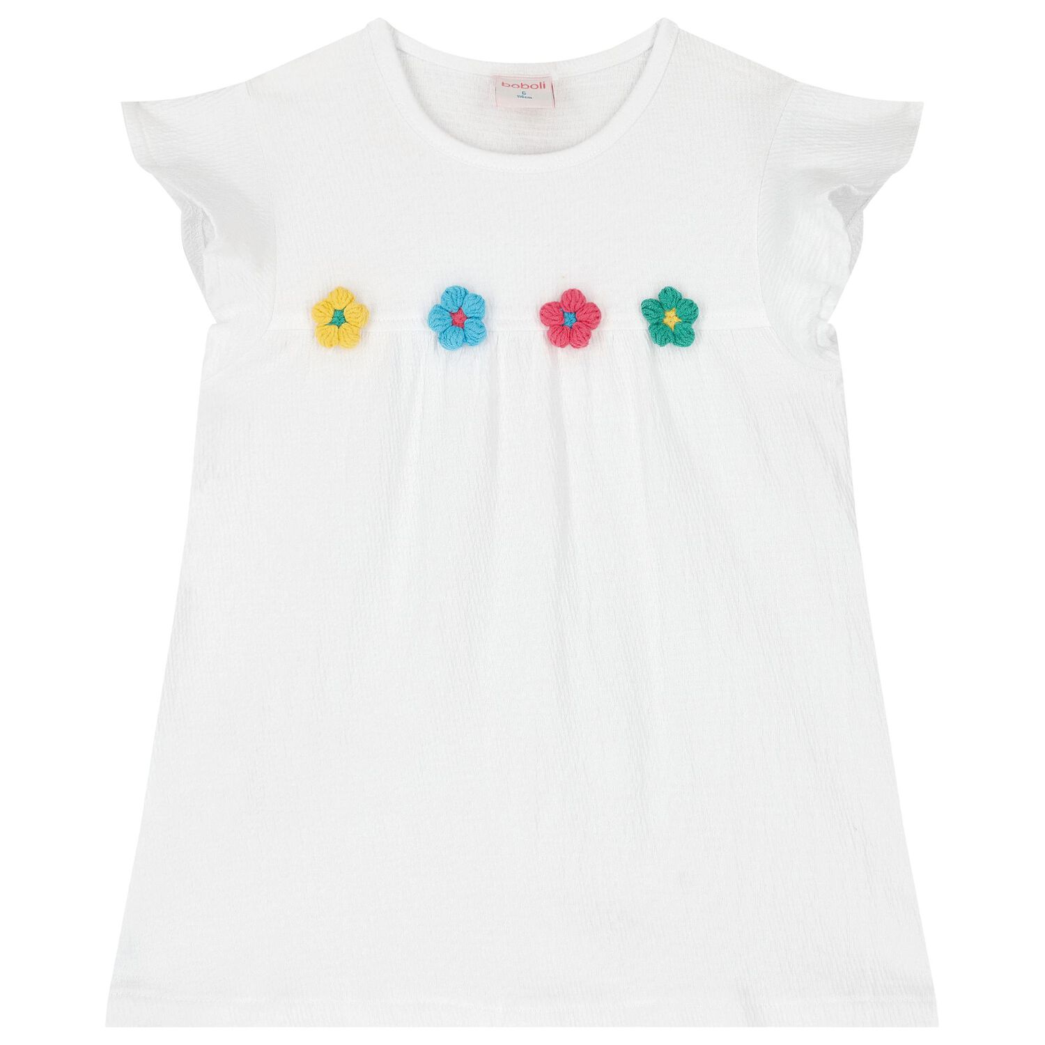 طقم ليجنز مزين بزهرة بيضاء للبنات, 1, hi-res