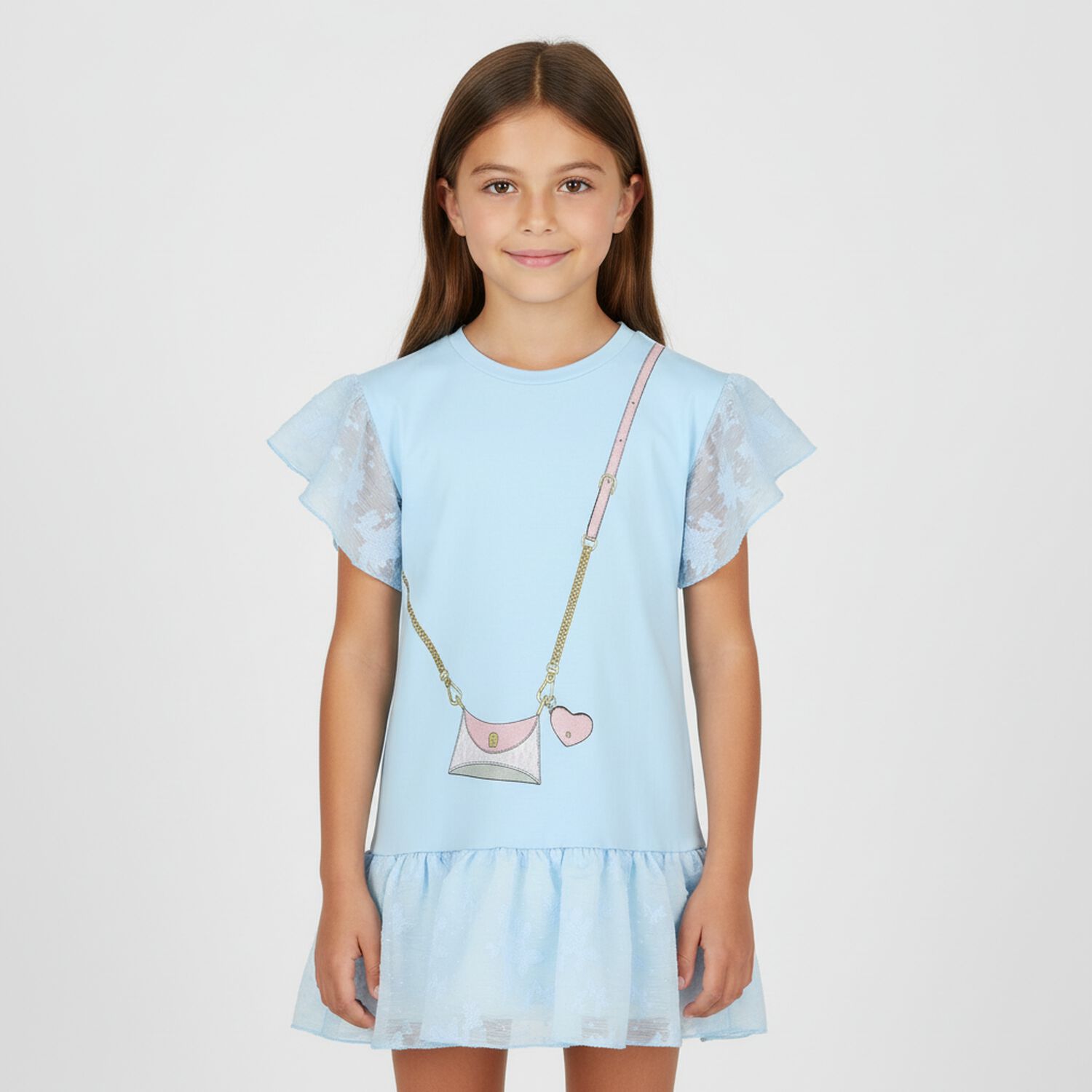 Girls Blue Logo Bag Dress, 2, hi-res