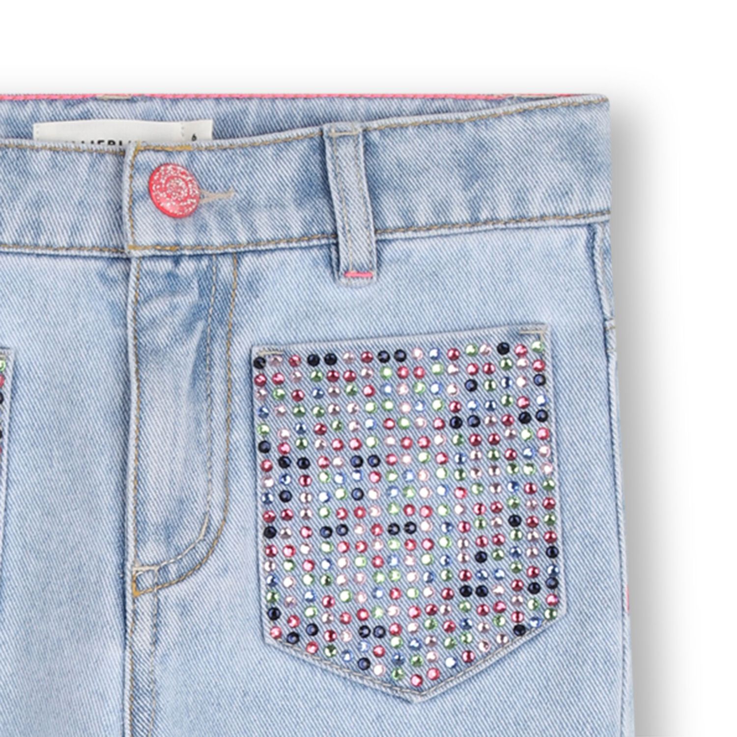 Girls Blue Denim Rhinestone Jeans, 1, hi-res