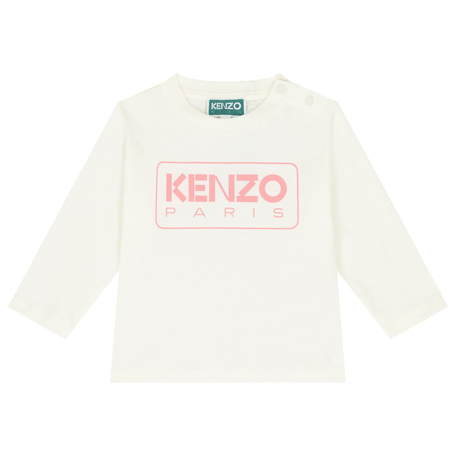 Younger Girls White Logo Long Sleeve Top, 1, hi-res