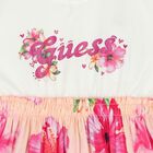 Girls Ivory & Pink Logo Floral Dress, 1, hi-res