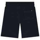 Boys Navy Blue Logo Shorts, 1, hi-res