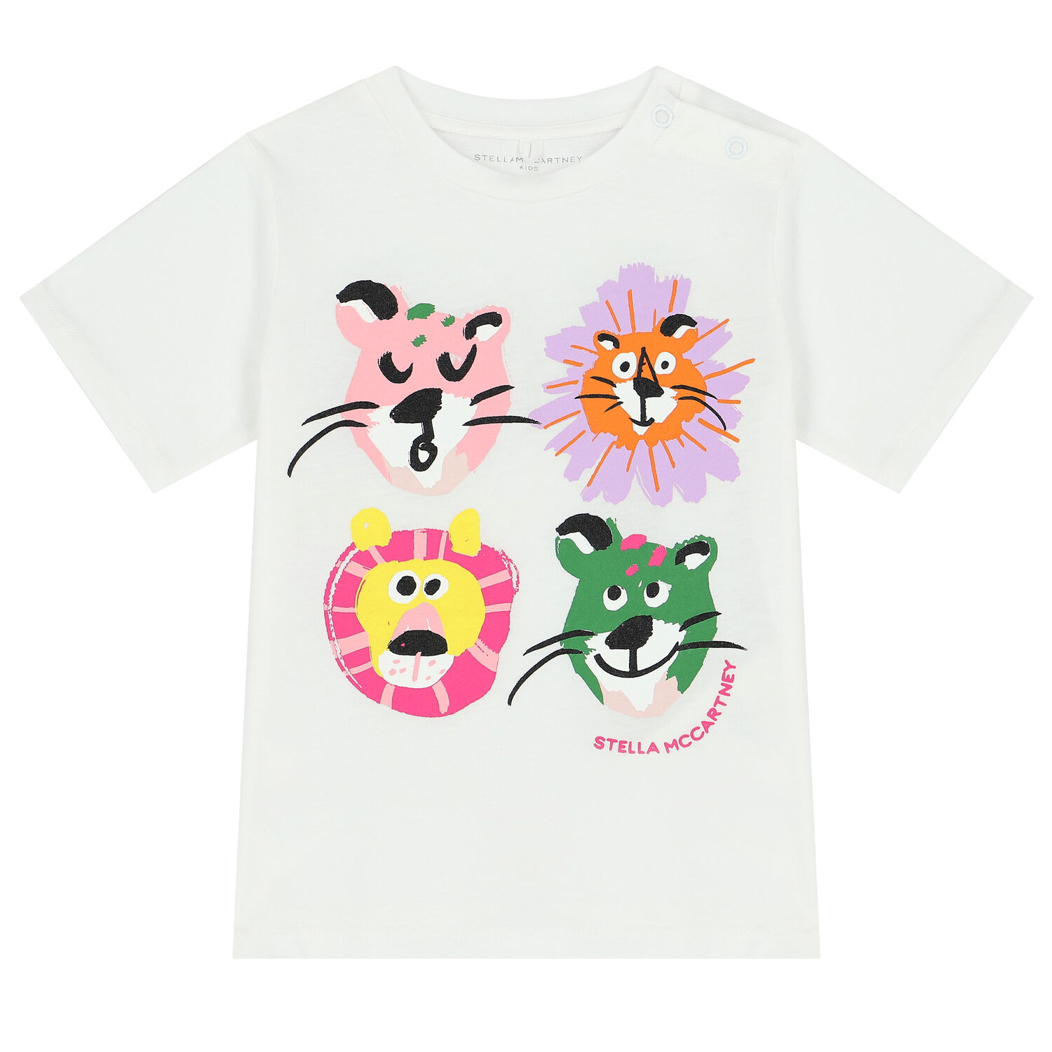 Younger Girls White Animals T-Shirt, 1, hi-res