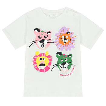 Younger Girls White Animals T-Shirt