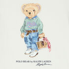 تيشيرت بشعار الدب باللون الأبيض للبنات, 1, hi-res