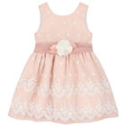 Girls Pink Embroidered Organza Dress, 1, hi-res