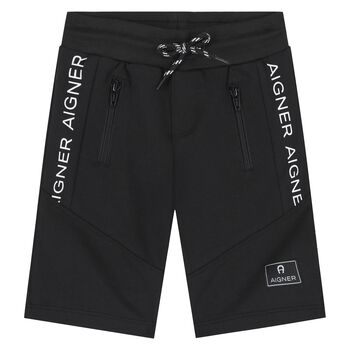 Younger Boys Black Logo Shorts