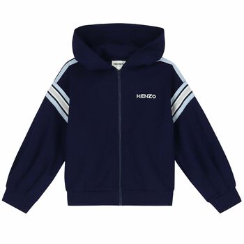 Girls Navy Logo Zip Up Top