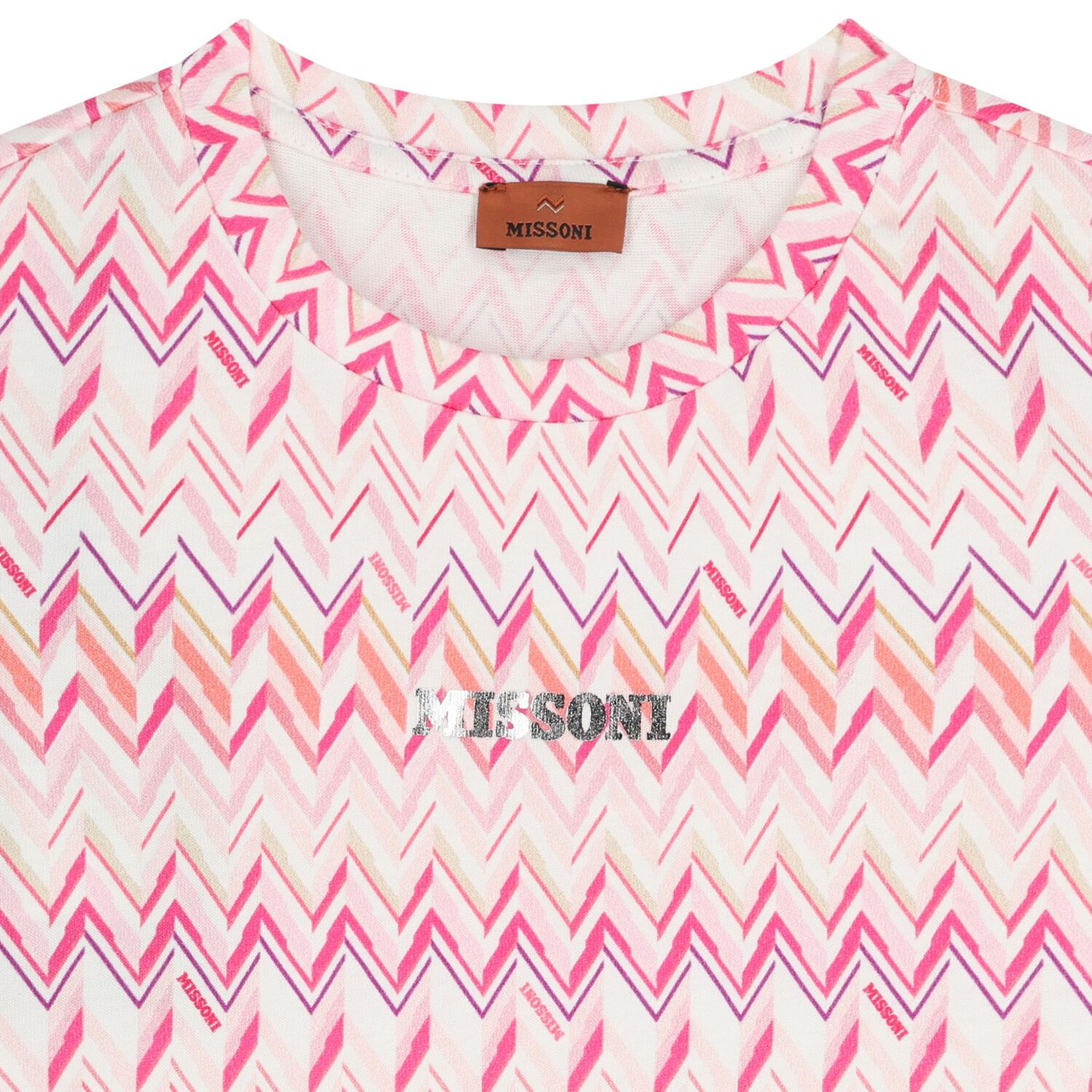 Girls Pink & White Logo Zig Zag T-Shirt, 1, hi-res
