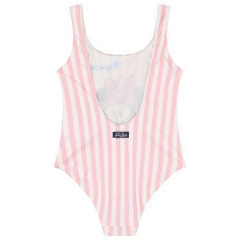 Girls Pink & White Striped Minnie Mouse Disney Swimsuit