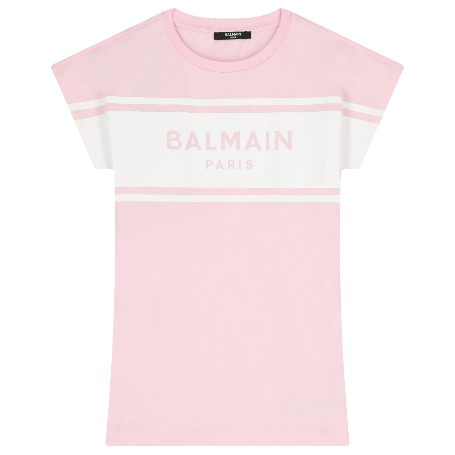 فستان بناتي بشعار العلامة اللون الوردي , 1, hi-res