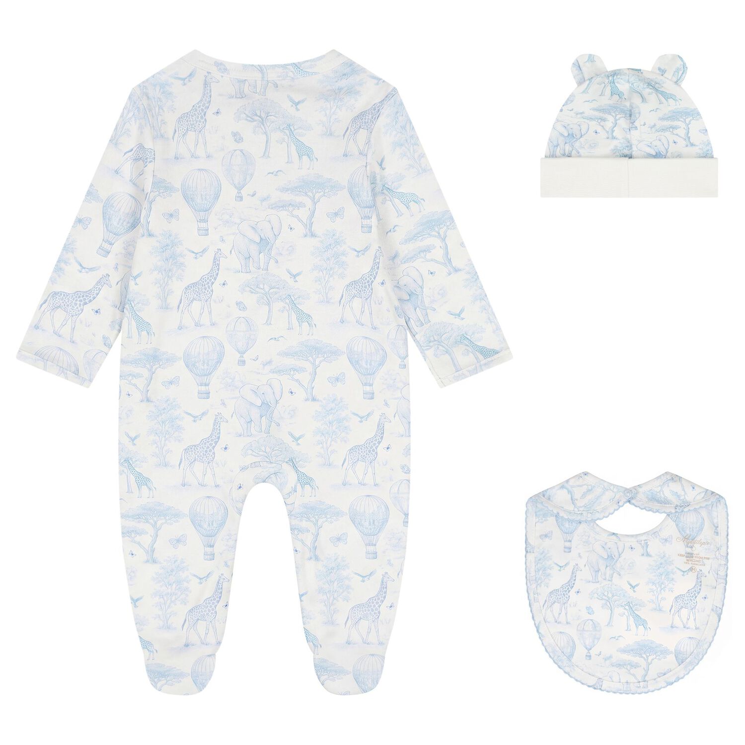 Baby Boys White & Blue Africa Babygrow Gift Set, 1, hi-res
