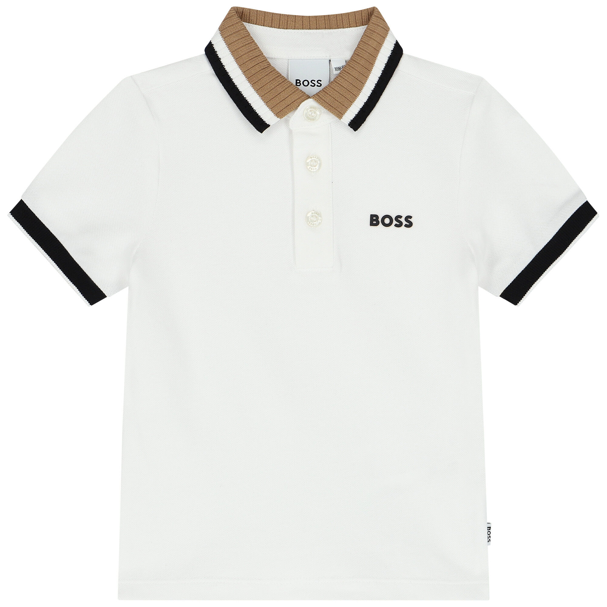 BOSS Younger Boys White Logo Polo Shirt Junior Couture UAE